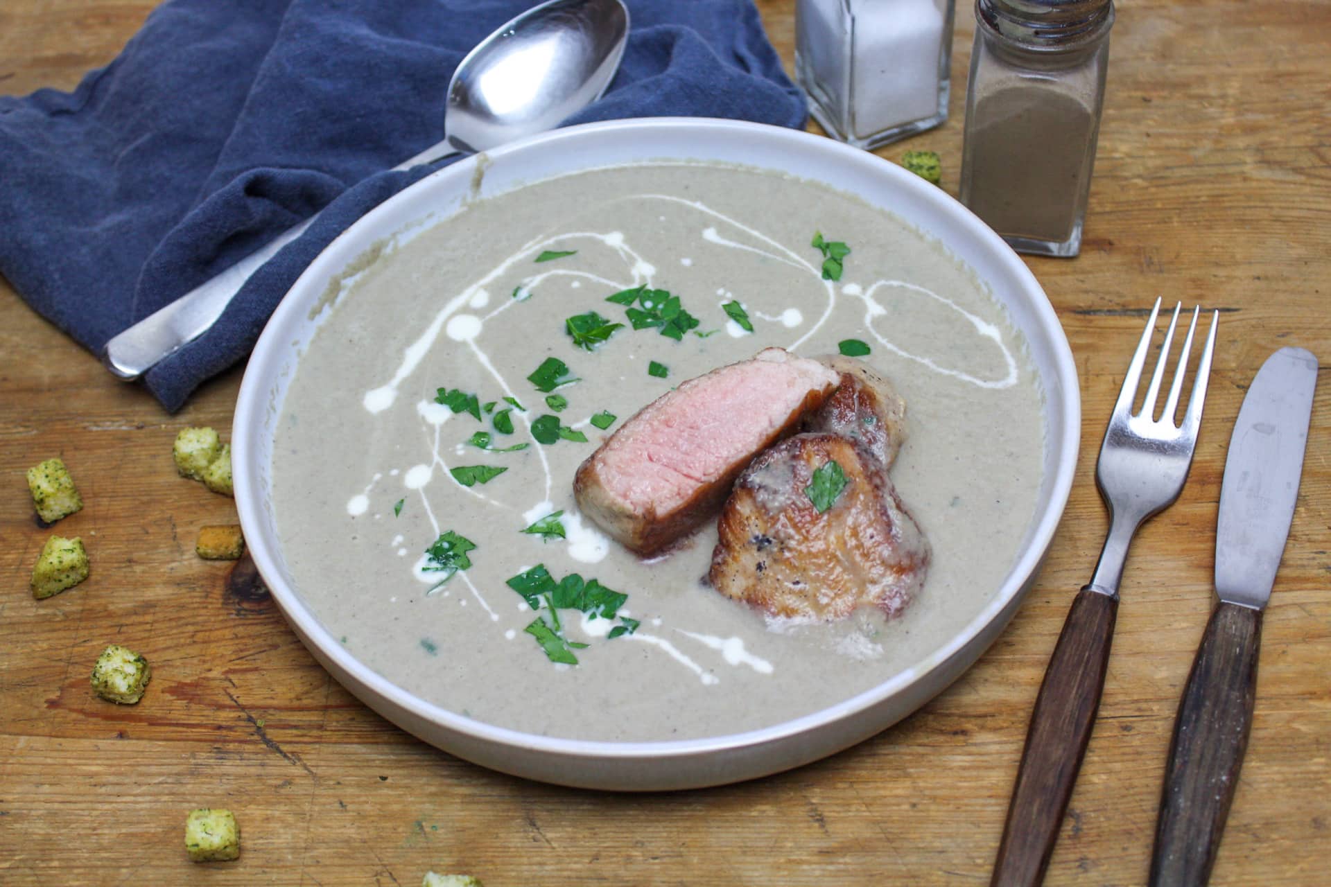 Mushroom Cream Soup With Pork Tenderloin Kitchensplace